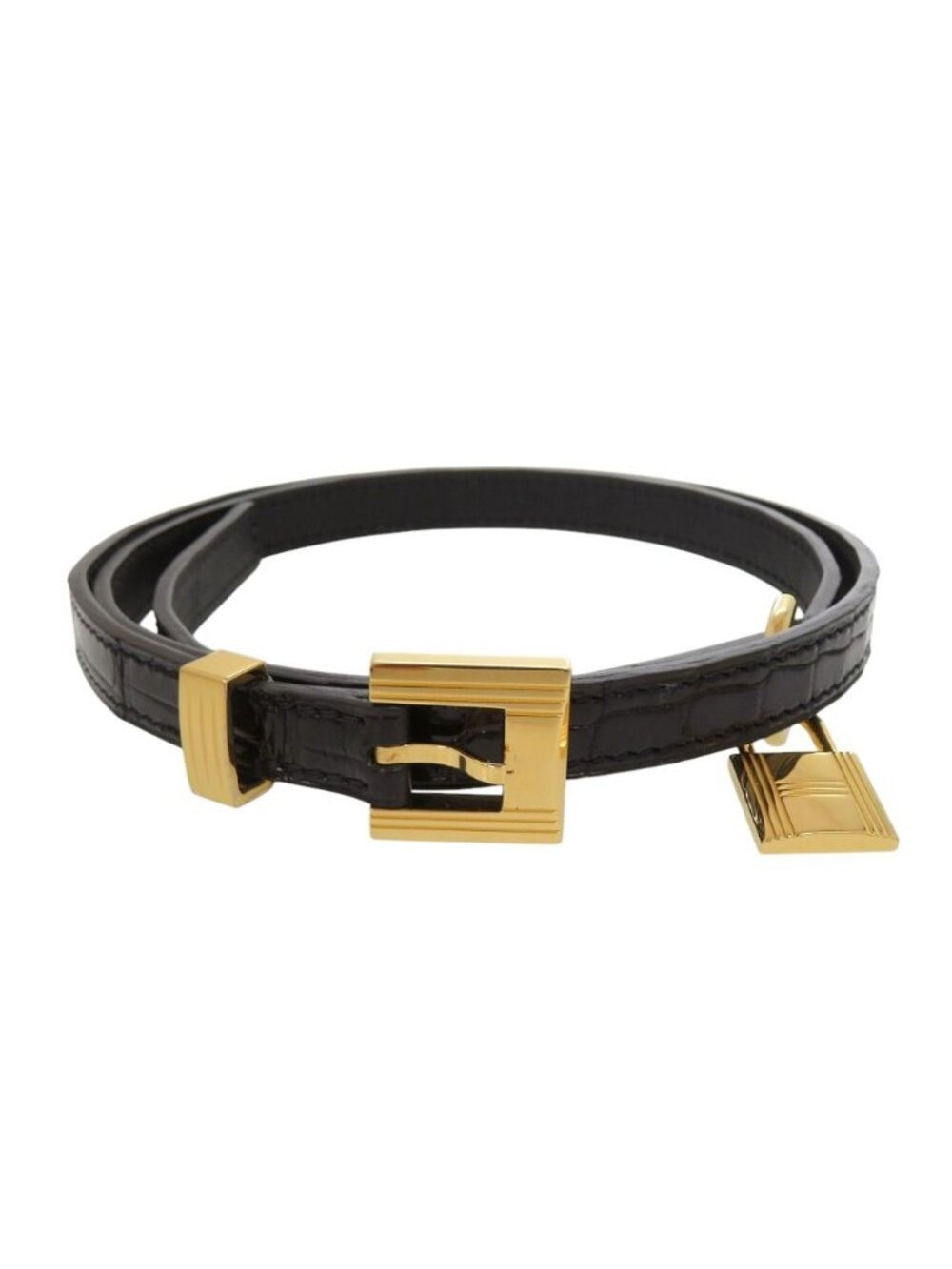 Hermes Lucky Belt Porosus Black